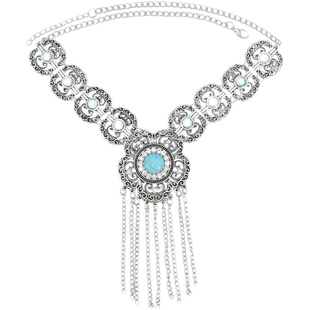 民族风复古仿松石项链毛衣链欧美时尚饰品配饰藏饰藏族西藏尼泊尔