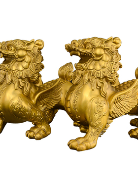 貔貅摆件黄铜客厅皮丘公母一对