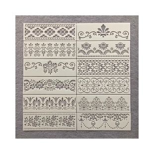 新款绘画模板装饰相册主题花边尺绘图模板镂空绘画板蛋糕喷花模板