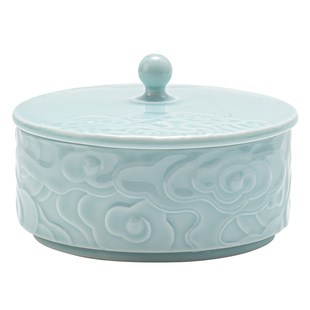 陶瓷带盖小号精致水果盘中式茶店茶点盘宋代点心盘零食干果收纳盘