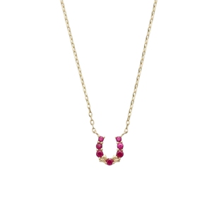 agete/阿卡朵【马年限定】幸运马蹄9K金红宝石项链新年礼物