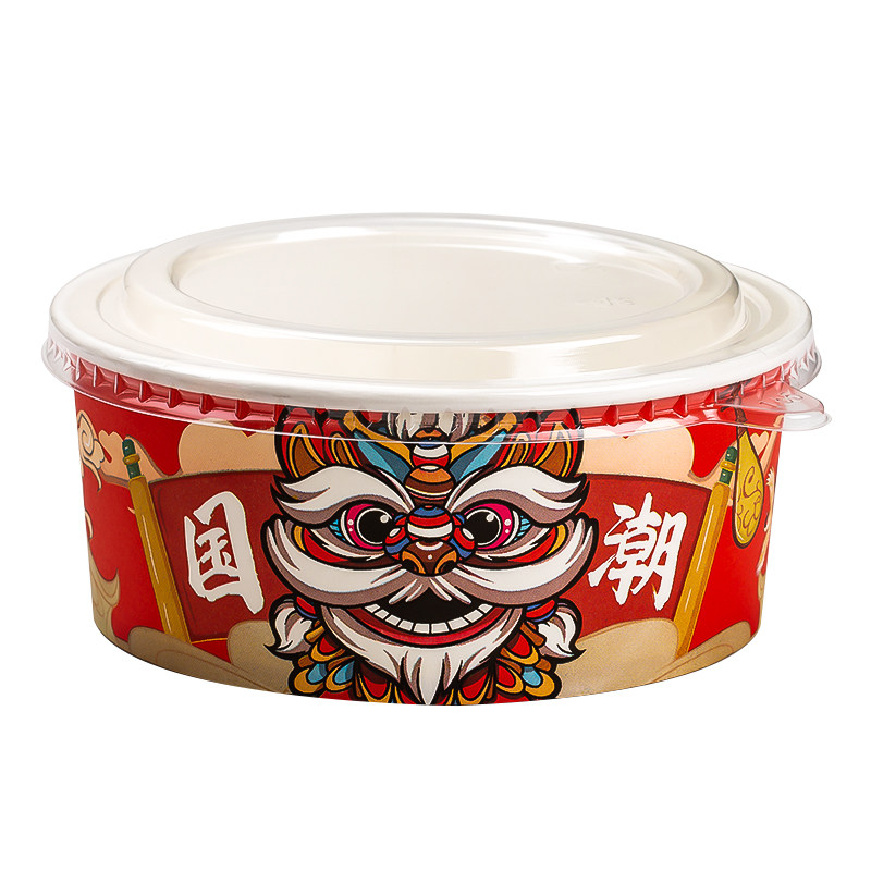 国潮来袭牛皮纸打包盒一次性纸碗