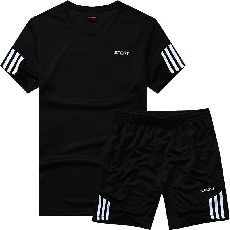 夏季新款跑步运动服套装男夏健身速干运动短袖五分短裤运动套装男