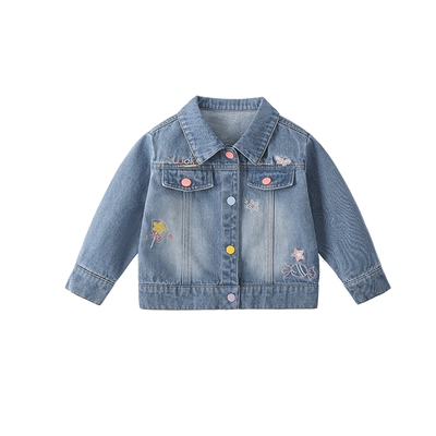 女童牛仔外套春秋7A抗菌宝宝春装儿童春季开衫洋气女中小童上衣春