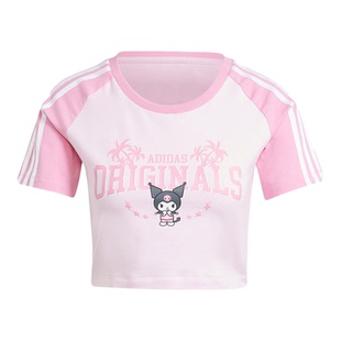 官方正品Adidas/阿迪达斯三叶草女子运动卡通短款短袖T恤JH0570