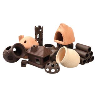 鱼缸造景陶瓷躲避屋鱼虾窝布景装饰品生态繁殖罐沉底小摆件全套餐