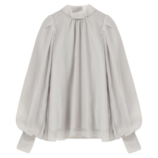 SNIDEL2025秋冬新品甜美泡泡袖蝴蝶结系带雪纺衬衫上衣SWFB255162