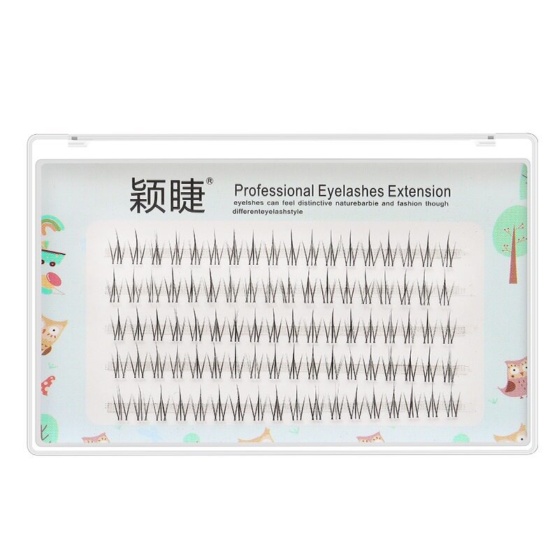 颖睫小火苗假睫毛五排透明梗单簇假睫毛自然逼真仿真学生素颜嫁接