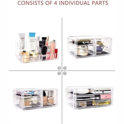 透明化妆品收纳盒护肤品面膜收纳三层抽屉亚克力盒抽屉式梳妆台