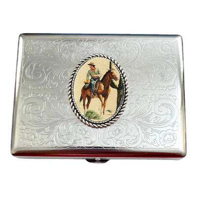 西部牛仔图画不锈钢名片夹烟盒