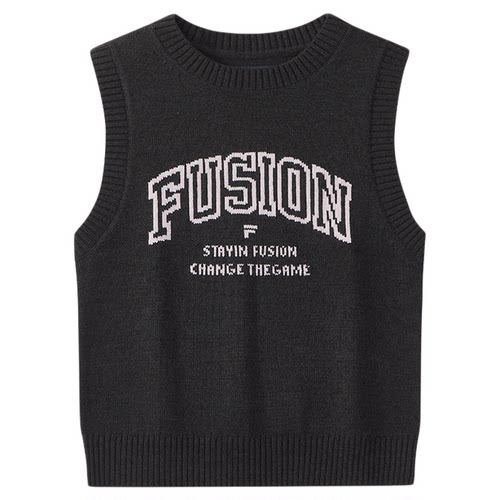 FILA FUSION斐乐潮牌女子编织衫2025秋季新款针织衫背心无袖毛衣