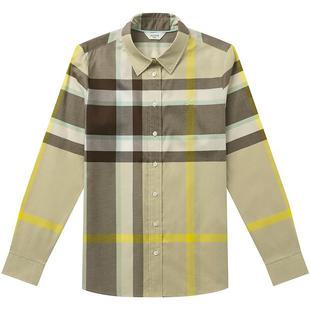 Hazzys哈吉斯长袖格纹衬衫外套女士春夏时尚通勤纯棉休闲衬衣上装