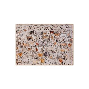 马到功成》中古风简约客厅装饰画法式奶油风玄关艺术壁画抽象挂画