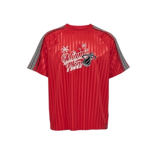 25新款NBA ATELIER 男士热火队红色宽松亲肤透气短袖休闲潮流T恤