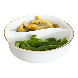 北欧轻奢描金陶瓷双格碗家用分格盆米菜分格水果沙拉碗鸳鸯太极碗