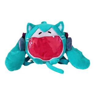 初音未来痛包奶fufu斜挎背书包单双肩仿真猫咪大嘴包周边毛绒玩偶