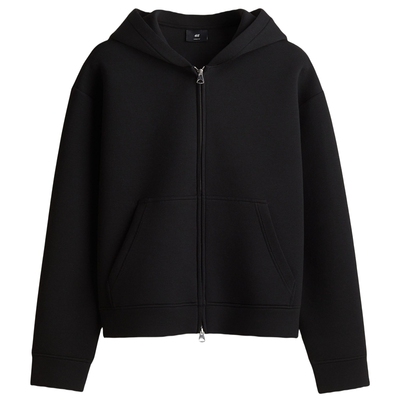 HM男装女装卫衣2025冬季新款空气层宽松美式拉链连帽衫1304459