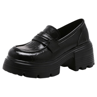 星期六乐福鞋厚底百搭2026春季新款黑色英伦风一脚蹬不累脚女鞋