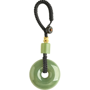 论檀和田玉平安扣汽车钥匙扣挂件高档玉石实用的礼物男士女款挂饰