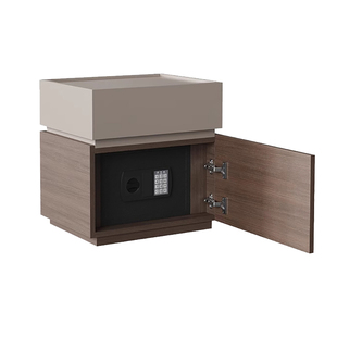 三梦实木床头柜保险箱一体意式极简家用卧室床边储物柜子2025爆款