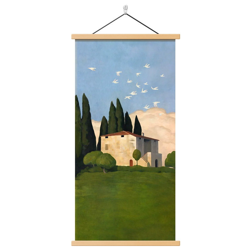 玄关装饰画入户正对门绿色风景画