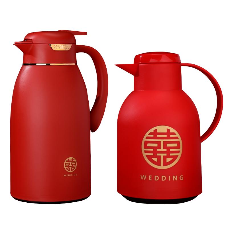 结婚双喜保温壶一对女方陪嫁用品