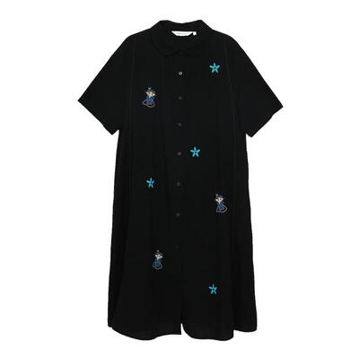 MOVEUP幻走2025夏季新款纯棉泡泡凹凸肌理感绣花休闲衬衫连衣裙女