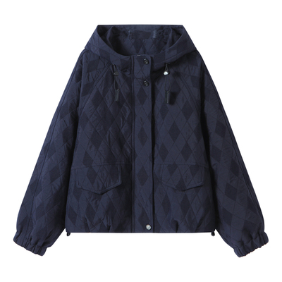 秋冬棉服菱格夹棉外套女宽松棉衣