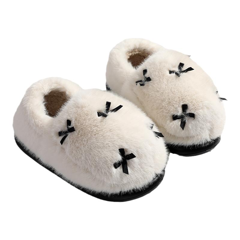 棉拖鞋女士秋冬季新款保暖防滑月子鞋可爱蝴蝶结居家室内冬天棉鞋