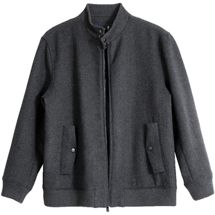 爸爸秋装外套中老年人羊毛呢子大衣老爸加厚保暖夹克中年爷爷衣服