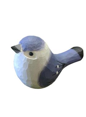 珍珠鸟木雕纯实木手工雕刻小胖鸟创意小鸟摆件生日礼物桌面小摆件