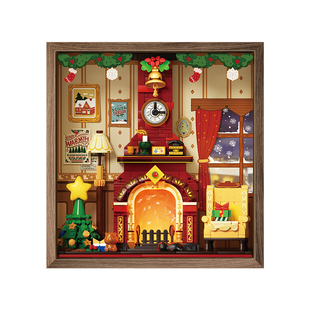 【新年礼物】未及暖冬壁炉积木立体画拼装玩具高级桌面摆件礼物新