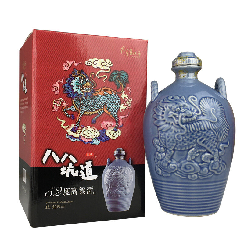 中国台湾八八坑道高粱酒52度高度白酒清香型纯粮食麒麟一公升坛装