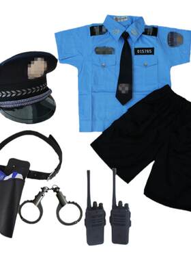 儿童警察服装黑猫警长警官服