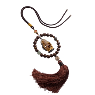 大善堂新款S925纯银玛瑙宝宝佛汽车挂件转运金丝檀木后视镜挂饰礼