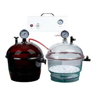 Labshark塑料真空干燥器实验室加厚干燥皿透明真空干燥器带盖干燥釜干燥罐干燥箱可抽真空气泵150250mm