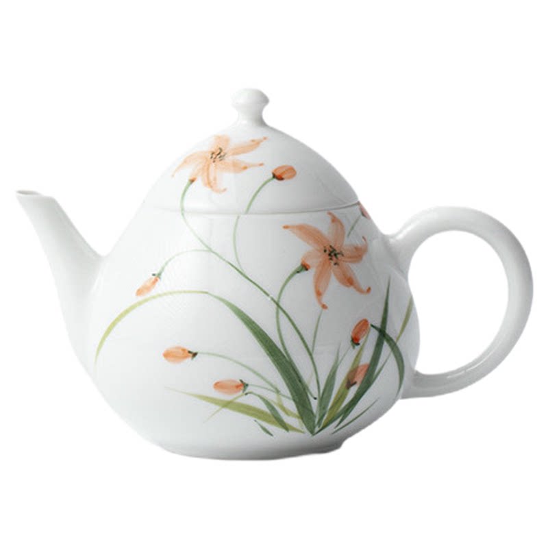 纯手绘水仙花茶壶茶杯套装
