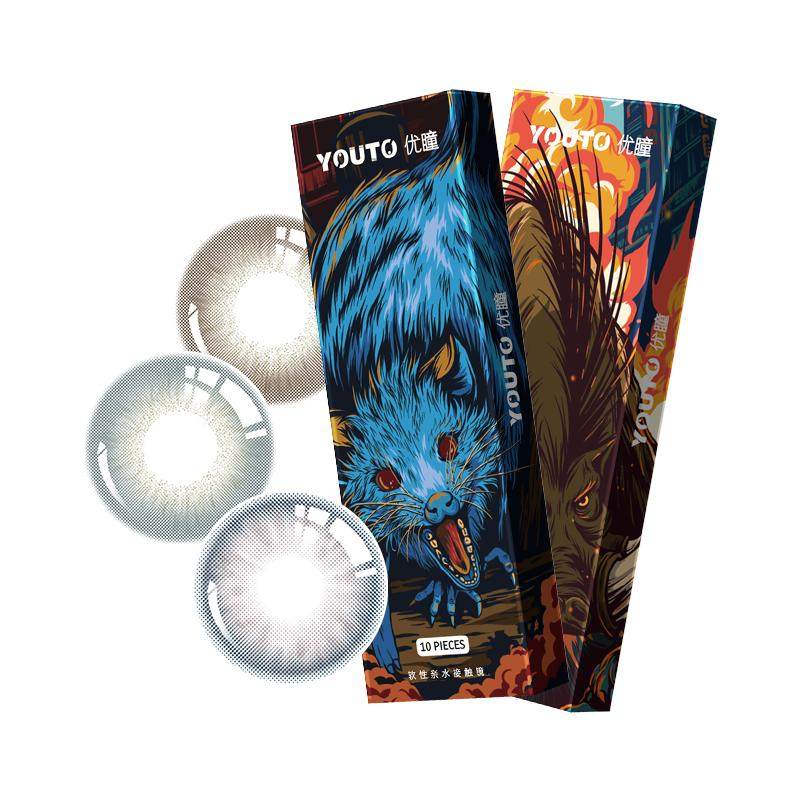 优瞳美瞳日抛[十二生肖]平光彩色隐形近视眼镜大小直径10片旗舰店