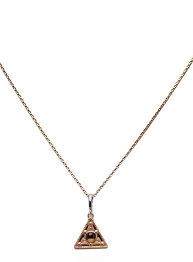 原创茶晶925银几何长项链