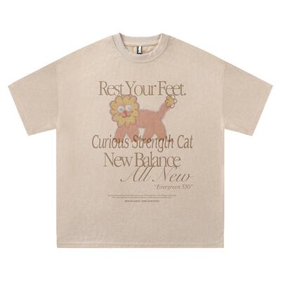 爆炸头小猫T恤个性百搭宽松短袖