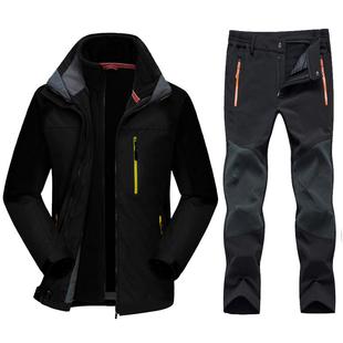 高端户外冲锋衣定制logo三合一两件套冬季工装工作服衣裤套装订制