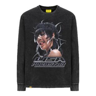 摇滚计划lisa新歌rockstar美式T恤男女秋冬学生长袖嘻哈重磅高街