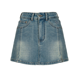 孙怡同款 Kroche 慵懒法式 前裙后裤设计 刺绣高腰牛仔短裙裤