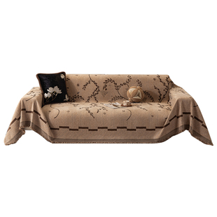 中古风沙发盖布四季通用沙发垫子雪尼尔全包套罩轻奢高级感沙发巾