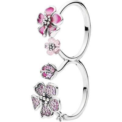 Pandora潘多拉奥莱漫漫桃花系列双戒戒指国风涉及礼物