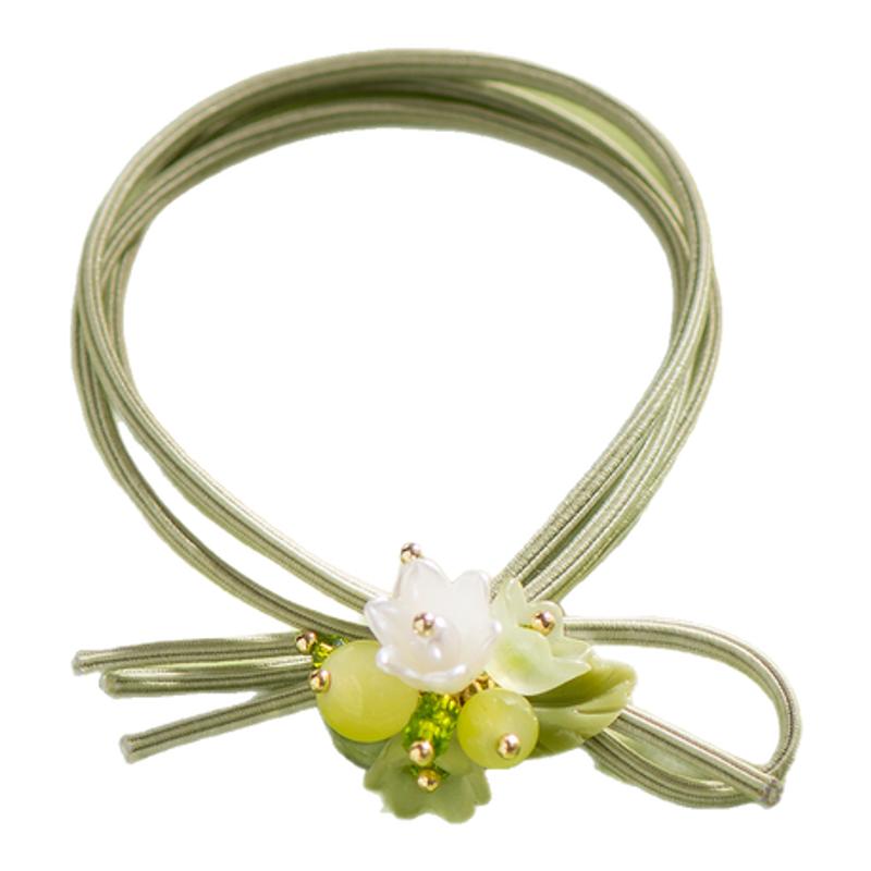 秘鲁花园 原创绿色花朵发圈甜美森系少女马尾扎头发皮圈发绳头绳