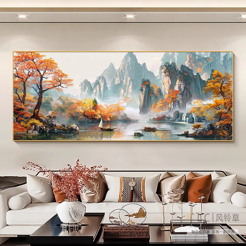 聚宝盆山水画钻石画新款贴钻十字绣钻石绣2025客厅意境风景新中式