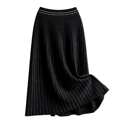 针织半身裙女秋冬垂坠感百褶裙