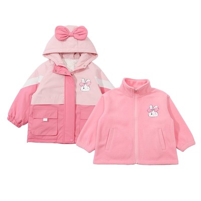 三合一女童冲锋衣夹棉外套摇粒绒