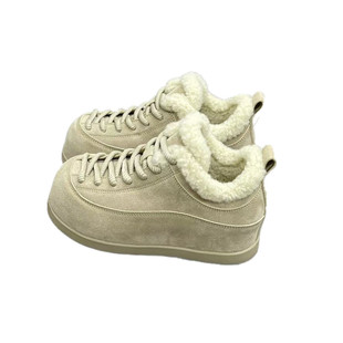 丑萌大头厚底面包鞋女2025年冬季新款真皮时尚加绒加厚保暖雪地靴